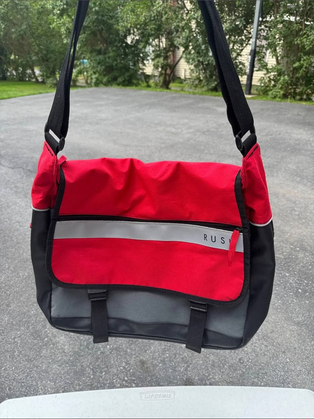 Rusk Men's Red and Gray Messenger Bag - laptop bag - College, work bag